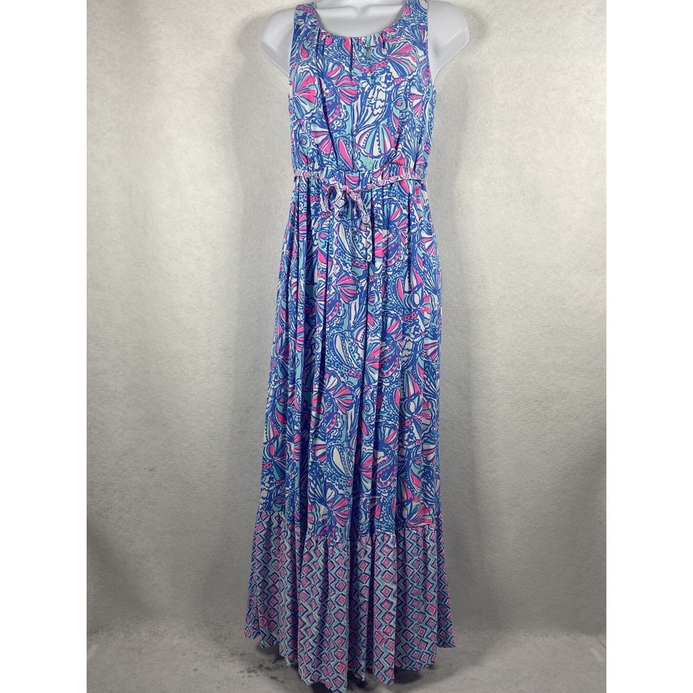 Lilly Pulitzer Maxi Dress Girls XL Blue Pink 20th Anniversary Collection